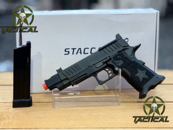 Pistola de Airsoft T8 con retroceso de gas C2 COMP SOC 2011, con licencia 6mmProShop Staccato y compensador de boca