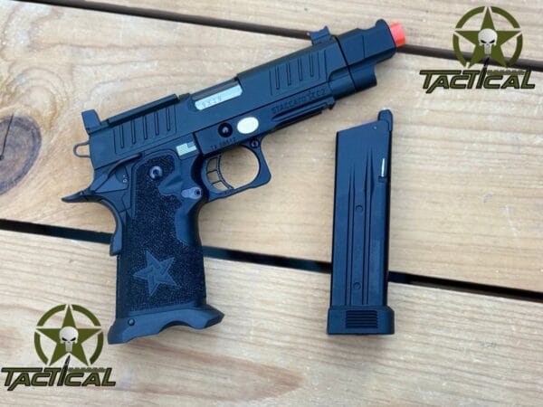 Pistola de Airsoft T8 con retroceso de gas C2 COMP SOC 2011, con licencia 6mmProShop Staccato y compensador de boca