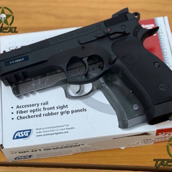 Pistola de aire comprimido ASG CZ SP-01 Shadow de CO2 sin retroceso de 4,5 mm (calibre .177)