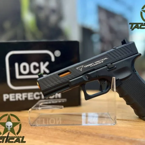 Pistola de aire comprimido GLOCK 17 Gen 4 de 4,5 mm con retroceso de gas y corredera TTI CNC con corte óptico de KWC