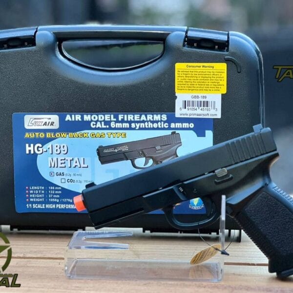 Pistola de Airsoft retroceso de gas verde estilo HFC 189