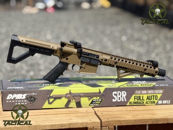 Rifle de aire comprimido Crosman DPMS SBR totalmente automático con retroceso de CO2, calibre .177 (color: Tierra oscura mate)