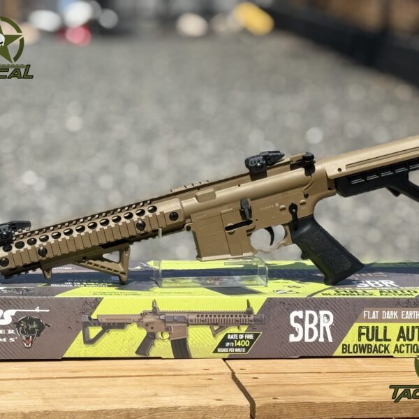 Rifle de aire comprimido Crosman DPMS SBR totalmente automático con retroceso de CO2, calibre .177 (color: Tierra oscura mate)