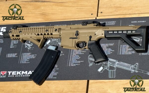 Rifle de aire comprimido Crosman DPMS SBR totalmente automático con retroceso de CO2, calibre .177 (color: Tierra oscura mate)