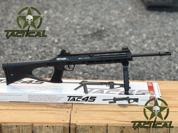 Rifle de francotirador de aire comprimido ASG TAC 4.5 de 4,5 mm con bípode y propulsado por CO2
