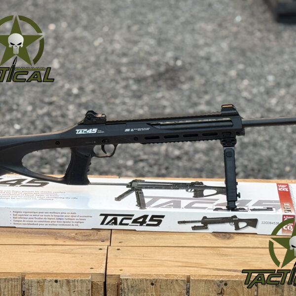 Rifle de francotirador de aire comprimido ASG TAC 4.5 de 4,5 mm con bípode y propulsado por CO2